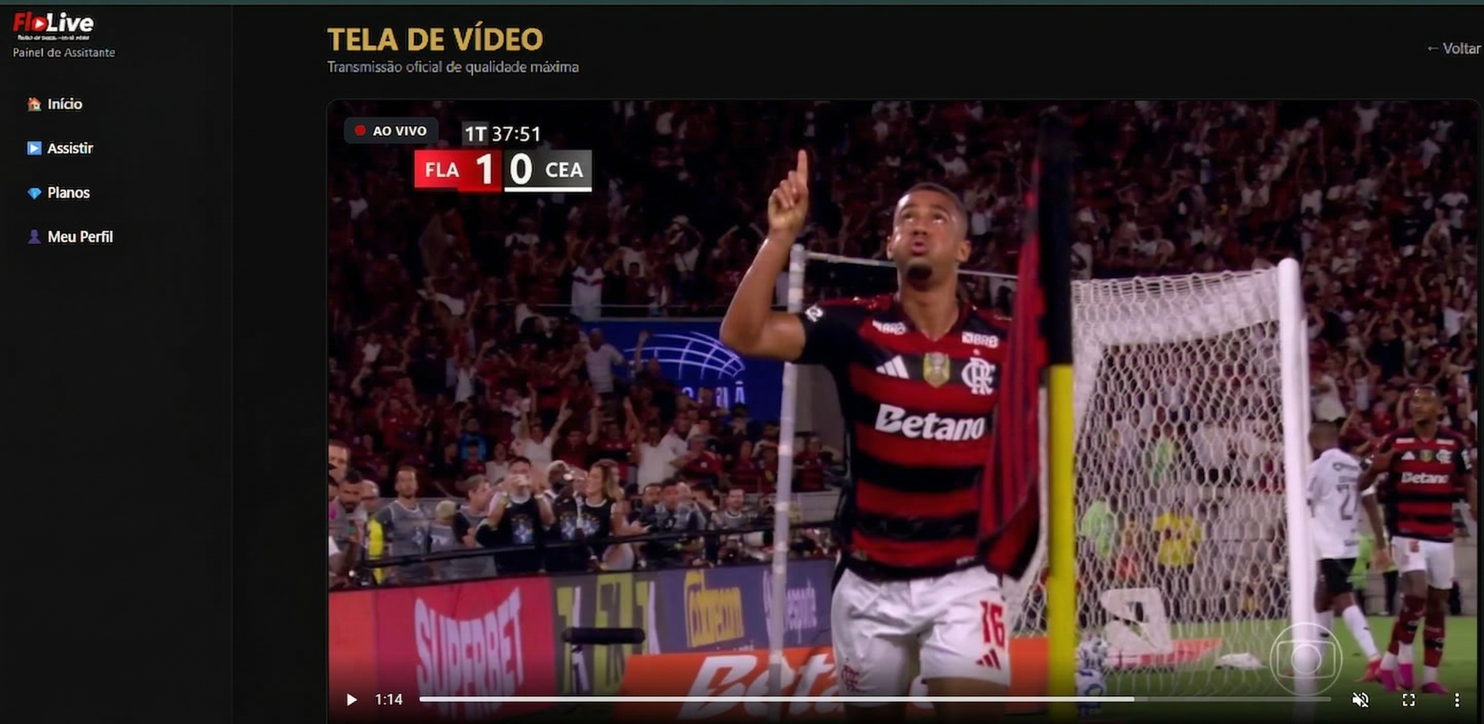 Painel do Cliente FlaLive